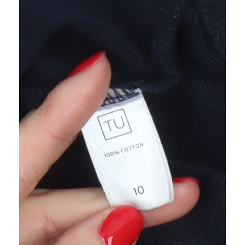 TU Women’s Blue UK 10 Basic Cropped Cotton Button Jacket