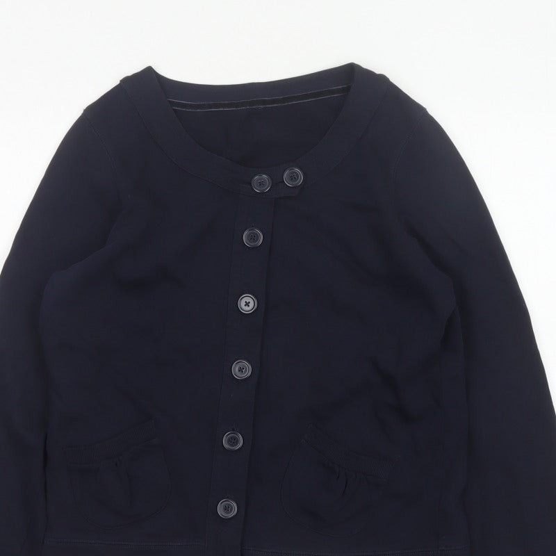TU Women’s Blue UK 10 Basic Cropped Cotton Button Jacket