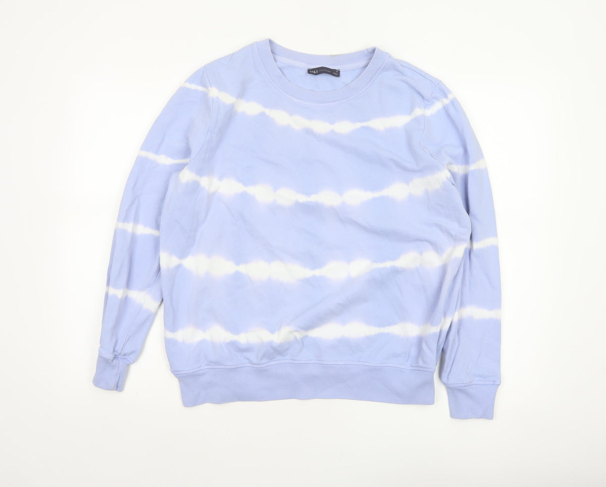 Marks and Spencer Women’s Blue Tie Dye Cotton Sweatshirt Size 14