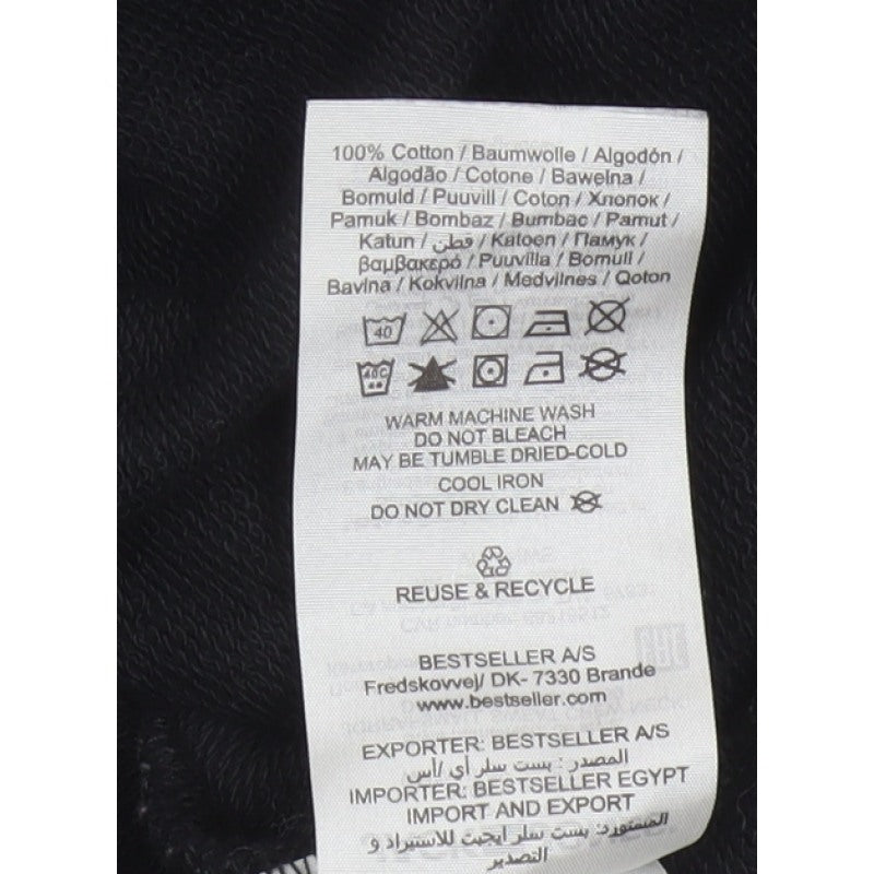 Jack & Jones Men’s Black L Pullover Crew Neck Logo Cotton Sweatshirt