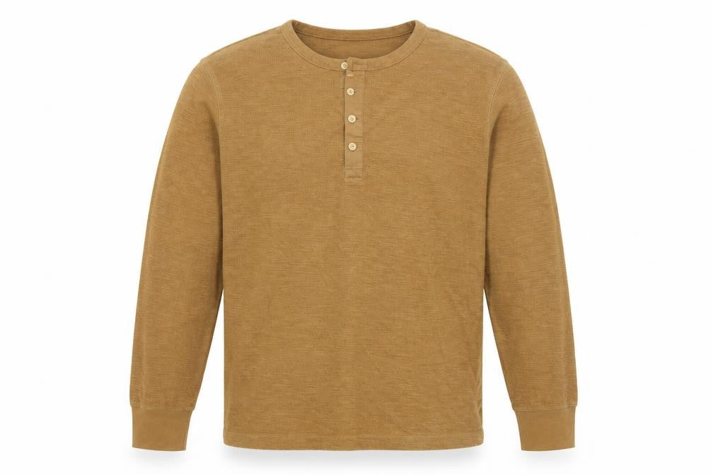 Goodfellow & Co Men’s Brown L Long Sleeve Henley Button Knit Top