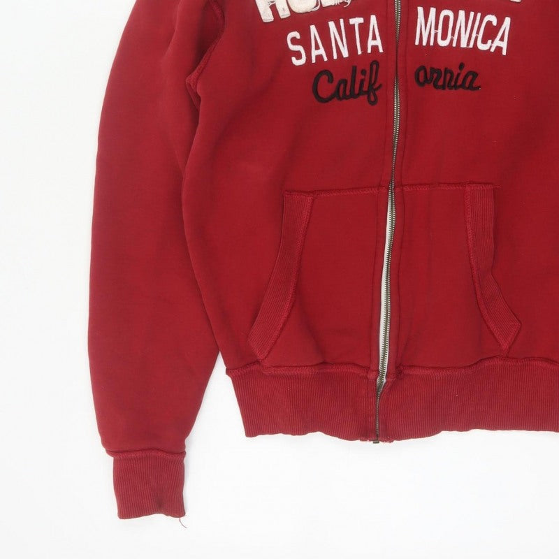Additional view of Hollister Men Red S Full Zip Hooded Graphic Print Santa Monica Hoodie
