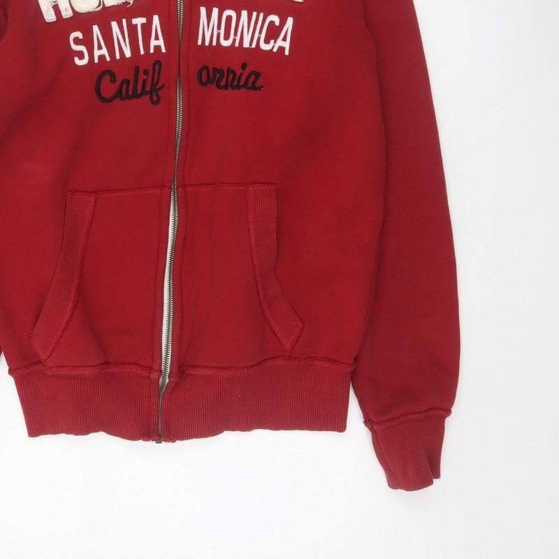 Additional view of Hollister Men Red S Full Zip Hooded Graphic Print Santa Monica Hoodie