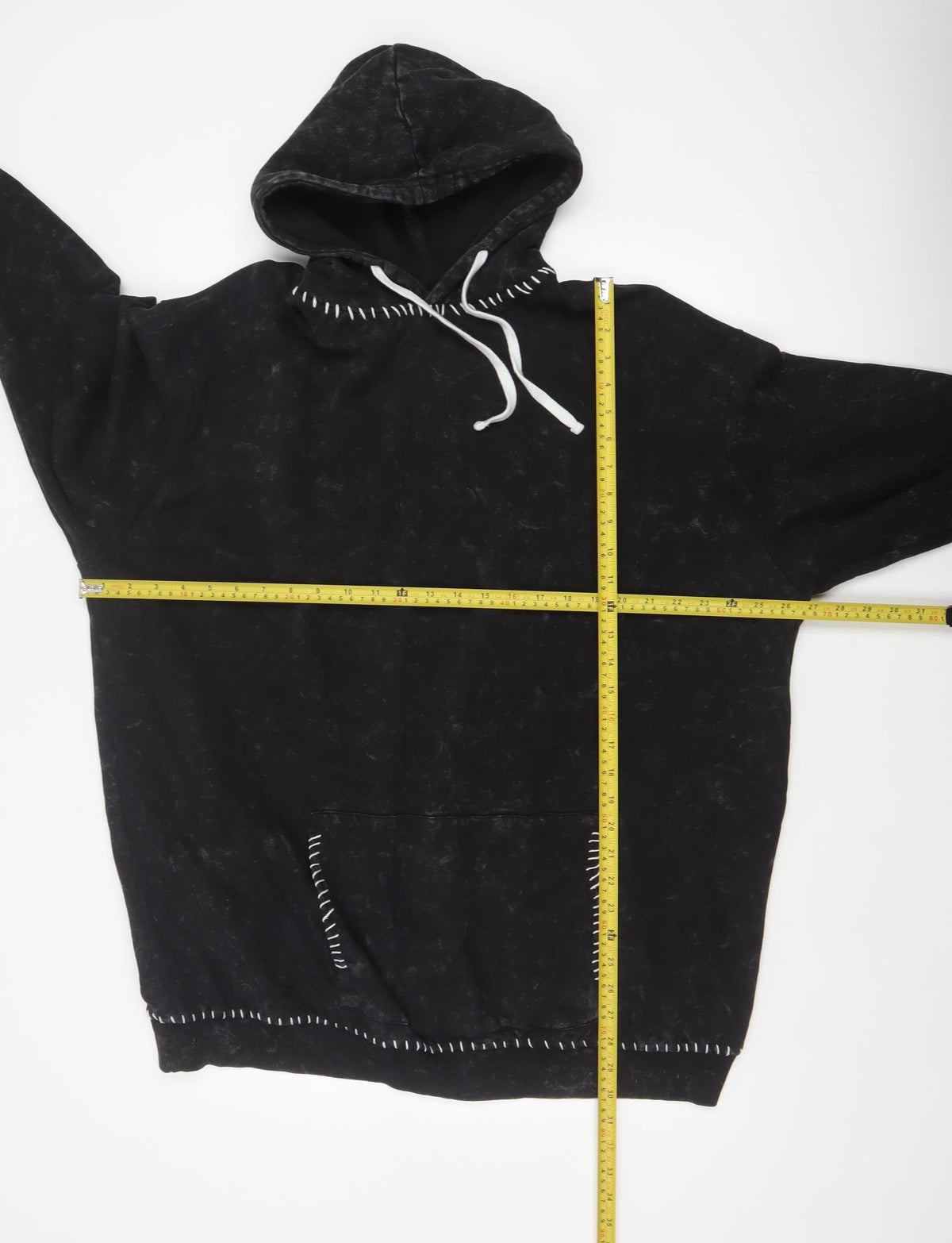 boohooMAN Men’s Black L Pullover Hoodie Fleece Whipstitch