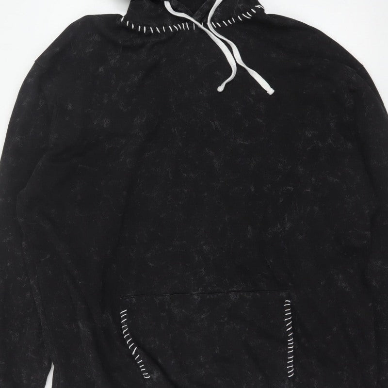 boohooMAN Men’s Black L Pullover Hoodie Fleece Whipstitch