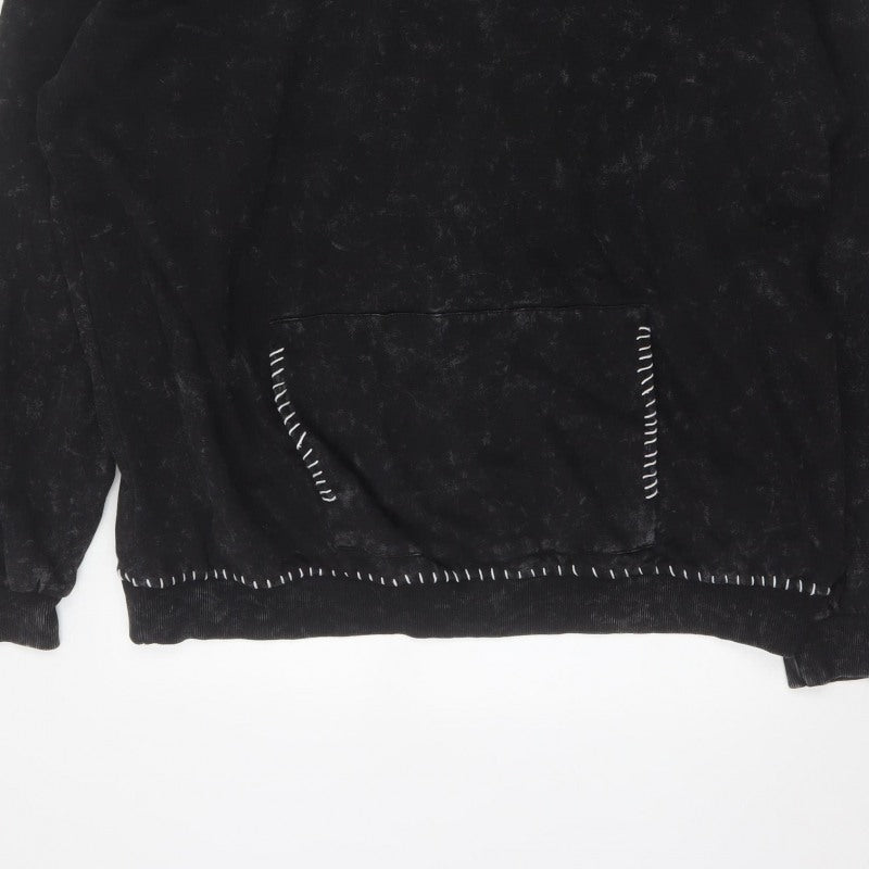 boohooMAN Men’s Black L Pullover Hoodie Fleece Whipstitch