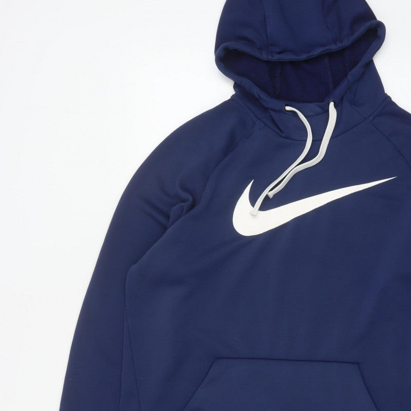 Nike Men’s Blue L Dri-FIT Pullover Logo Hoodie Sports