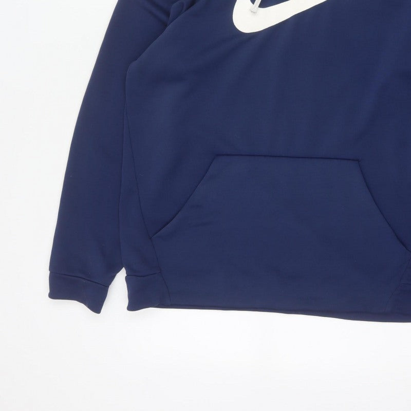 Nike Men’s Blue L Dri-FIT Pullover Logo Hoodie Sports