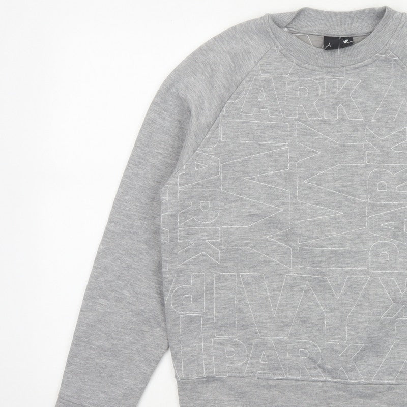Ivy Park Women Grey XS Logo Print Raglan Crew Neck Pullover Sweatshirt