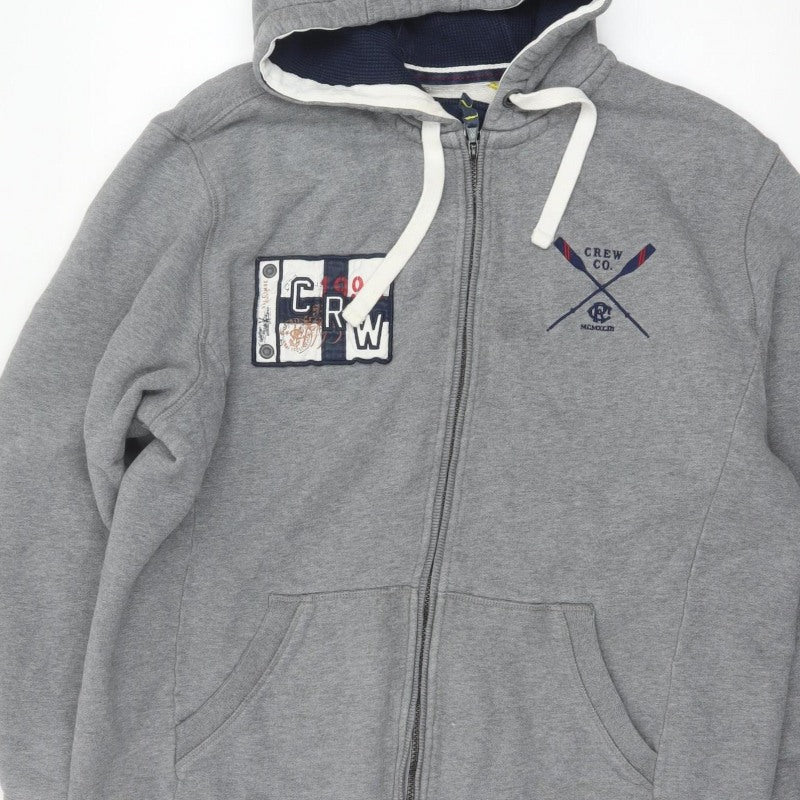 Crew Clothing Co. Men’s Grey XL Full Zip Hooded Fleece Logo Hoodie