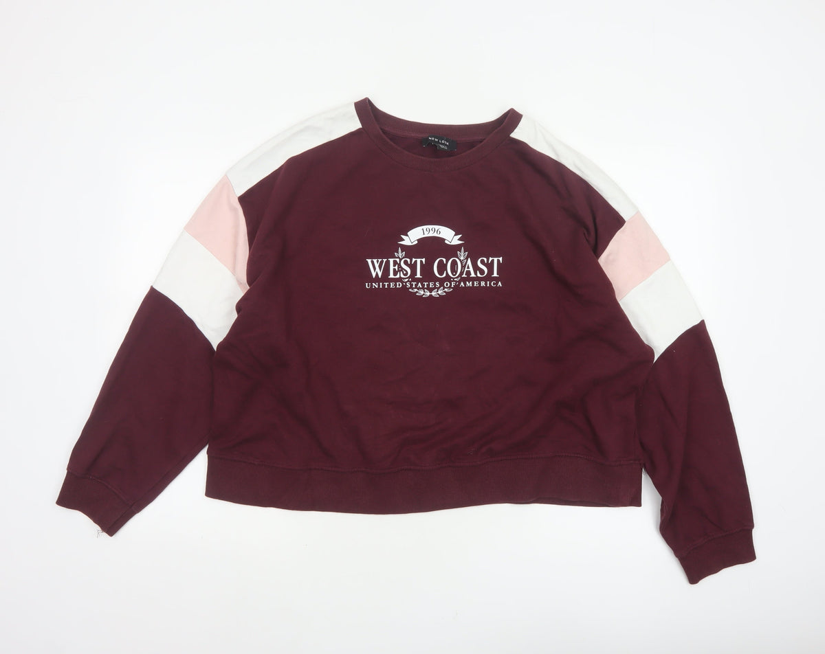 New Look Women’s Red L West Coast Colourblock Crew Neck Sweatshirt