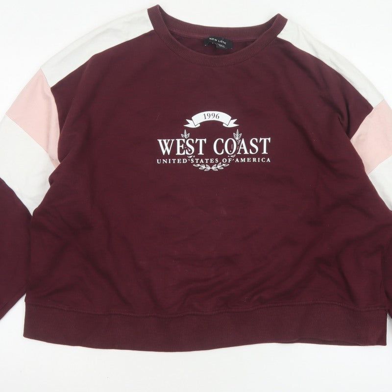 New Look Women’s Red L West Coast Colourblock Crew Neck Sweatshirt