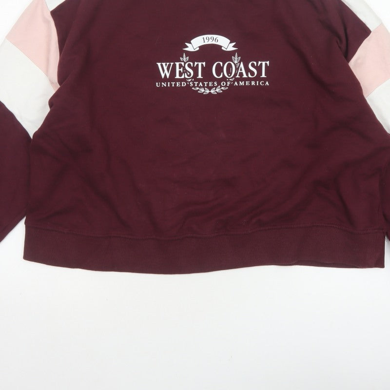 New Look Women’s Red L West Coast Colourblock Crew Neck Sweatshirt