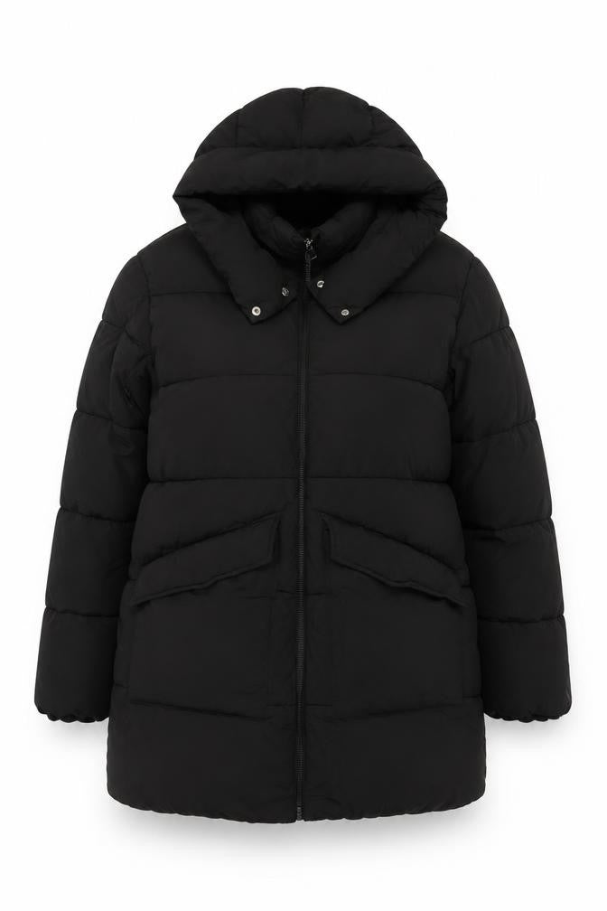 Papaya Women’s Black Size 16 Hooded Quilted Puffer Jacket