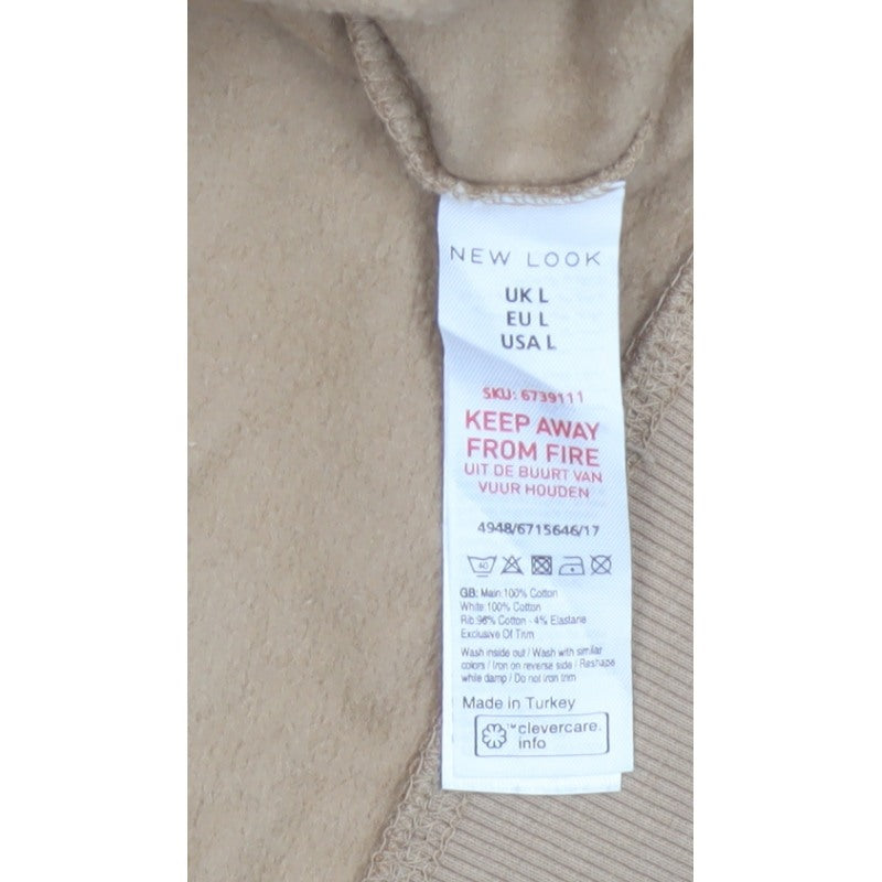 New Look Women’s Beige White Colourblock Quarter Zip Sweatshirt L
