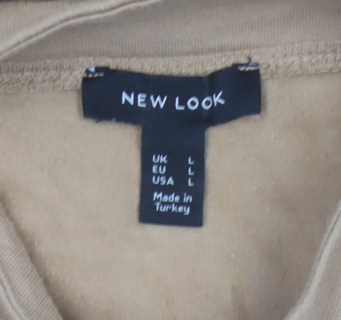 New Look Women’s Beige White Colourblock Quarter Zip Sweatshirt L