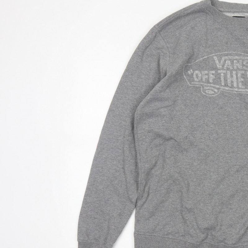 Vans Men’s Grey Small Pullover Crew Neck Logo Sweatshirt Fleece