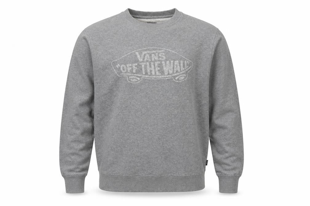 Vans Men’s Grey Small Pullover Crew Neck Logo Sweatshirt Fleece