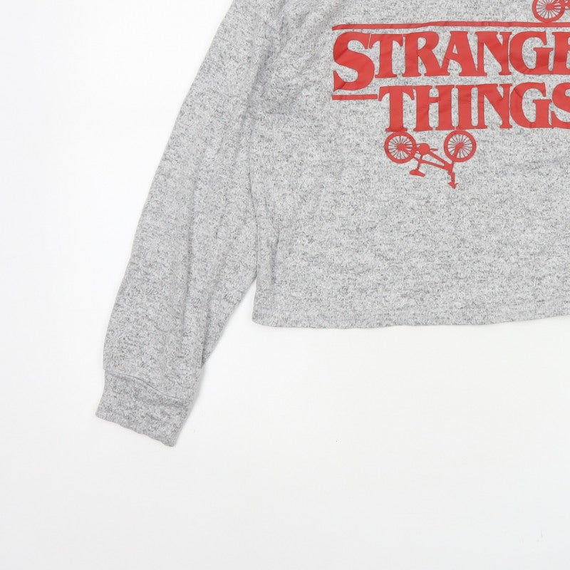 Netflix Women Grey UK 14 Cropped Stranger Things Long Sleeve T-Shirt