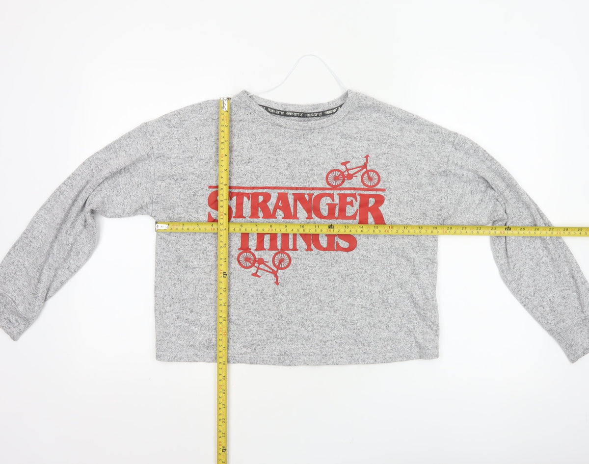 Netflix Women Grey UK 14 Cropped Stranger Things Long Sleeve T-Shirt