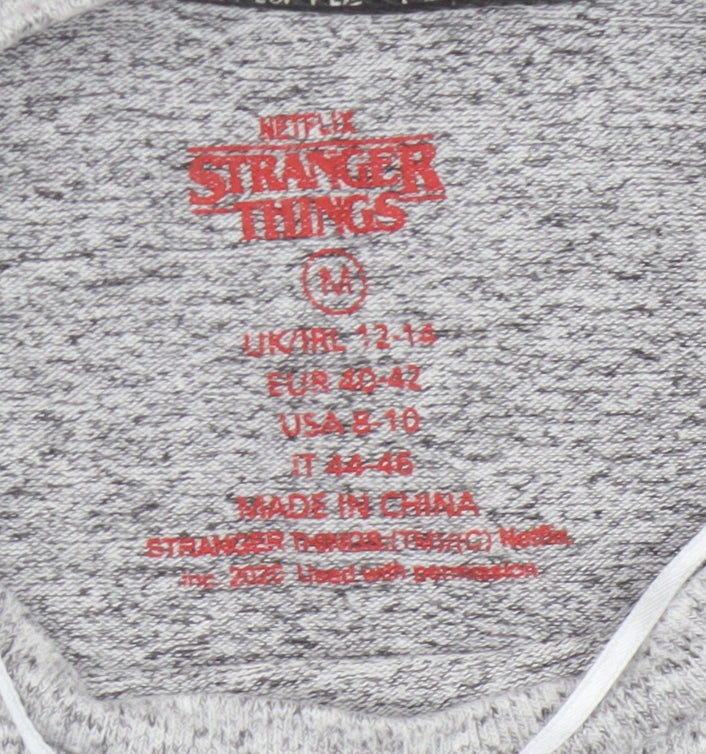 Netflix Women Grey UK 14 Cropped Stranger Things Long Sleeve T-Shirt