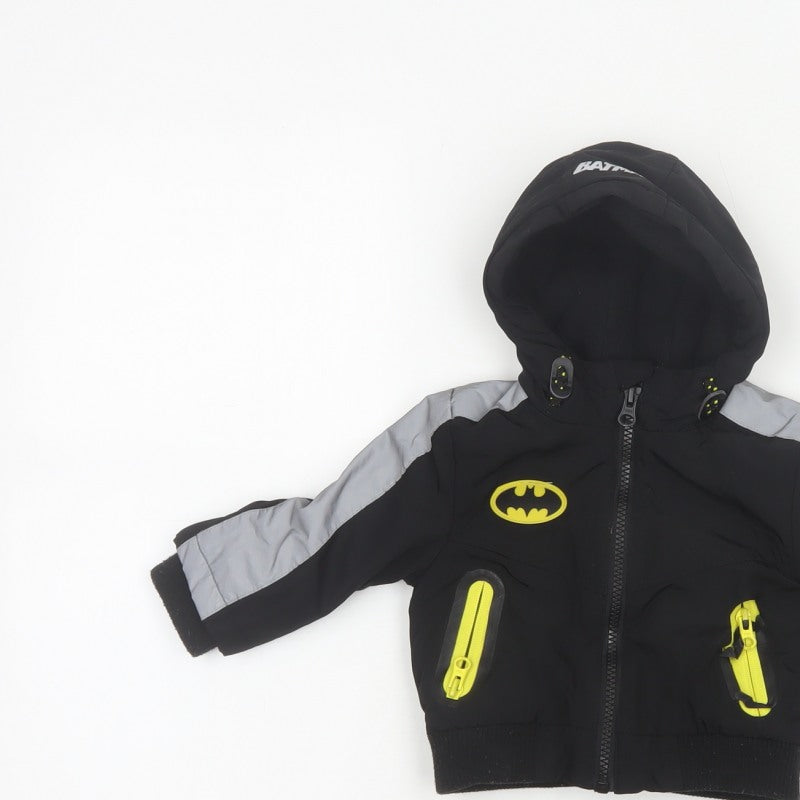 Batman Boys Black 3-6 Months Hooded Ski Jacket Reflective Logo