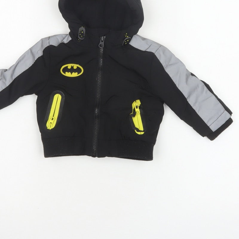 Batman Boys Black 3-6 Months Hooded Ski Jacket Reflective Logo