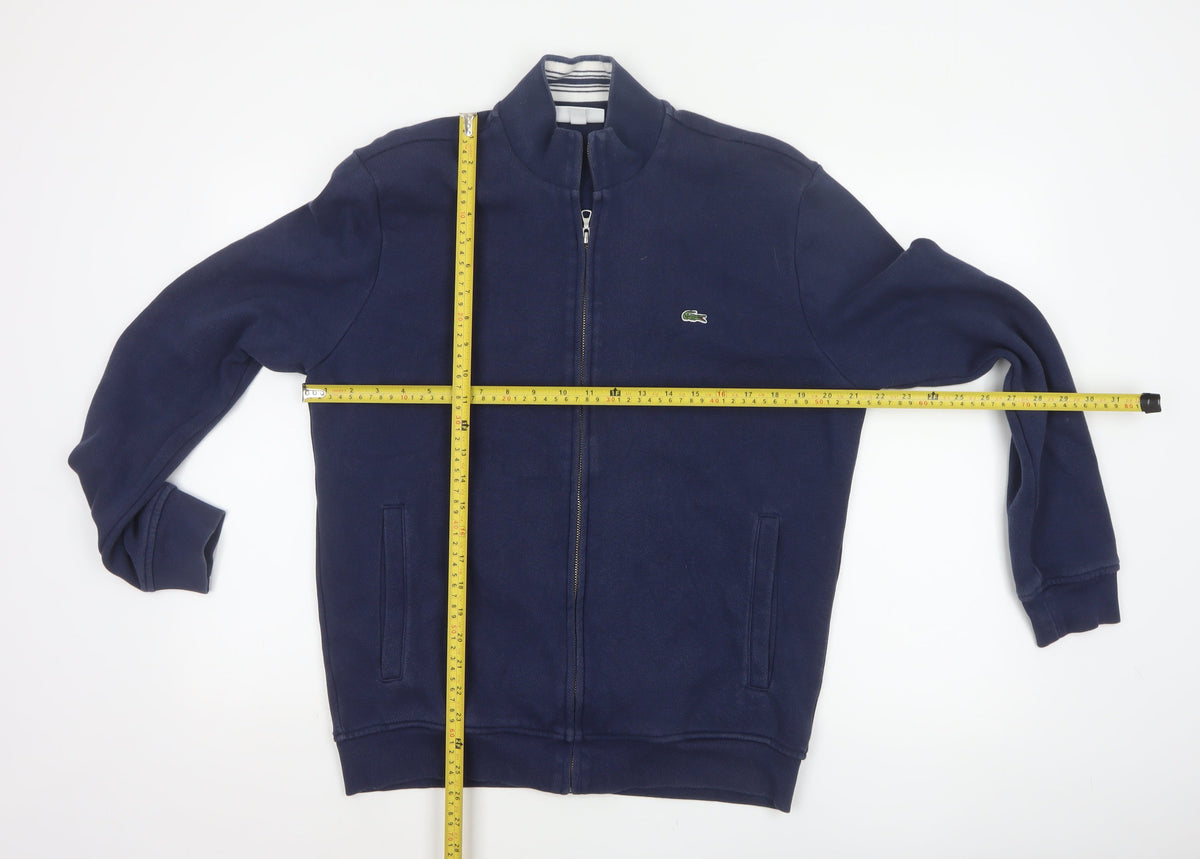 Lacoste Men’s Blue M Bomber Jacket Full Zip Logo Cotton Blend