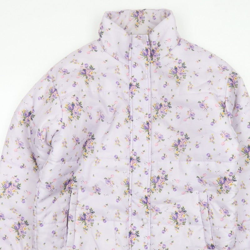 SIR Women’s Purple Floral Puffer Jacket Size S Quilted