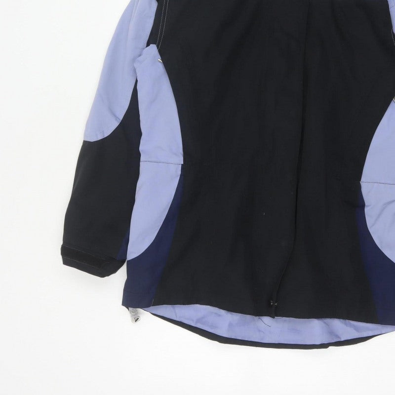 EZI Women’s Black Blue M Ski Jacket Hooded Nylon Full Zip