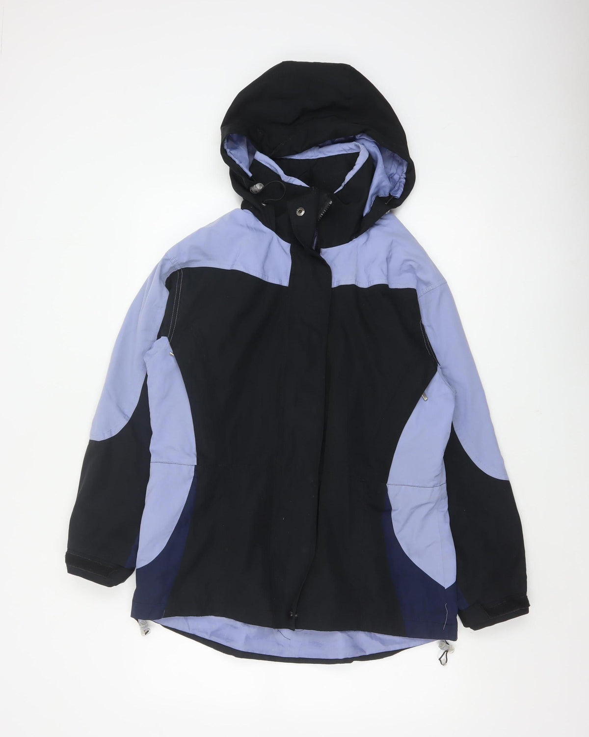 EZI Women’s Black Blue M Ski Jacket Hooded Nylon Full Zip
