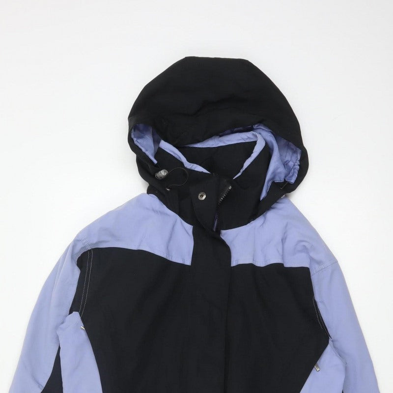 EZI Women’s Black Blue M Ski Jacket Hooded Nylon Full Zip
