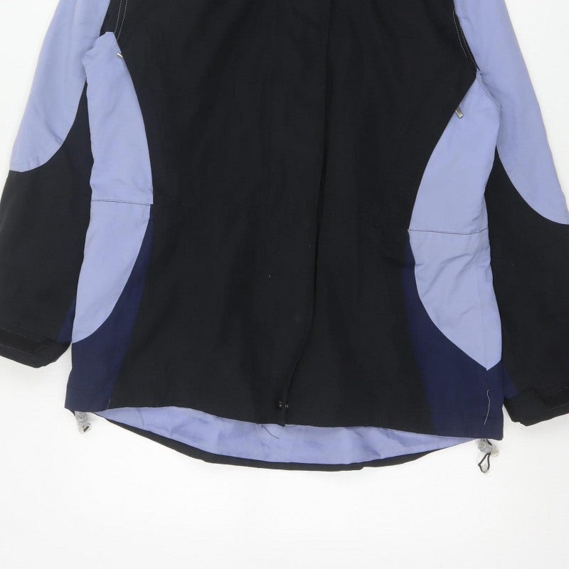 EZI Women’s Black Blue M Ski Jacket Hooded Nylon Full Zip