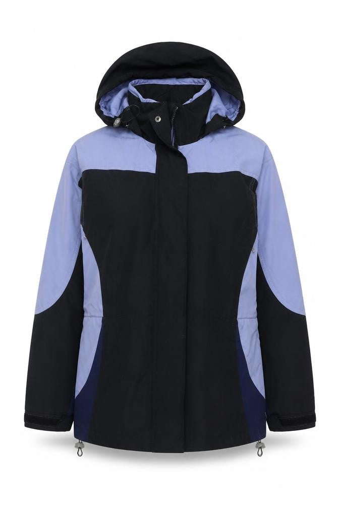 EZI Women’s Black Blue M Ski Jacket Hooded Nylon Full Zip