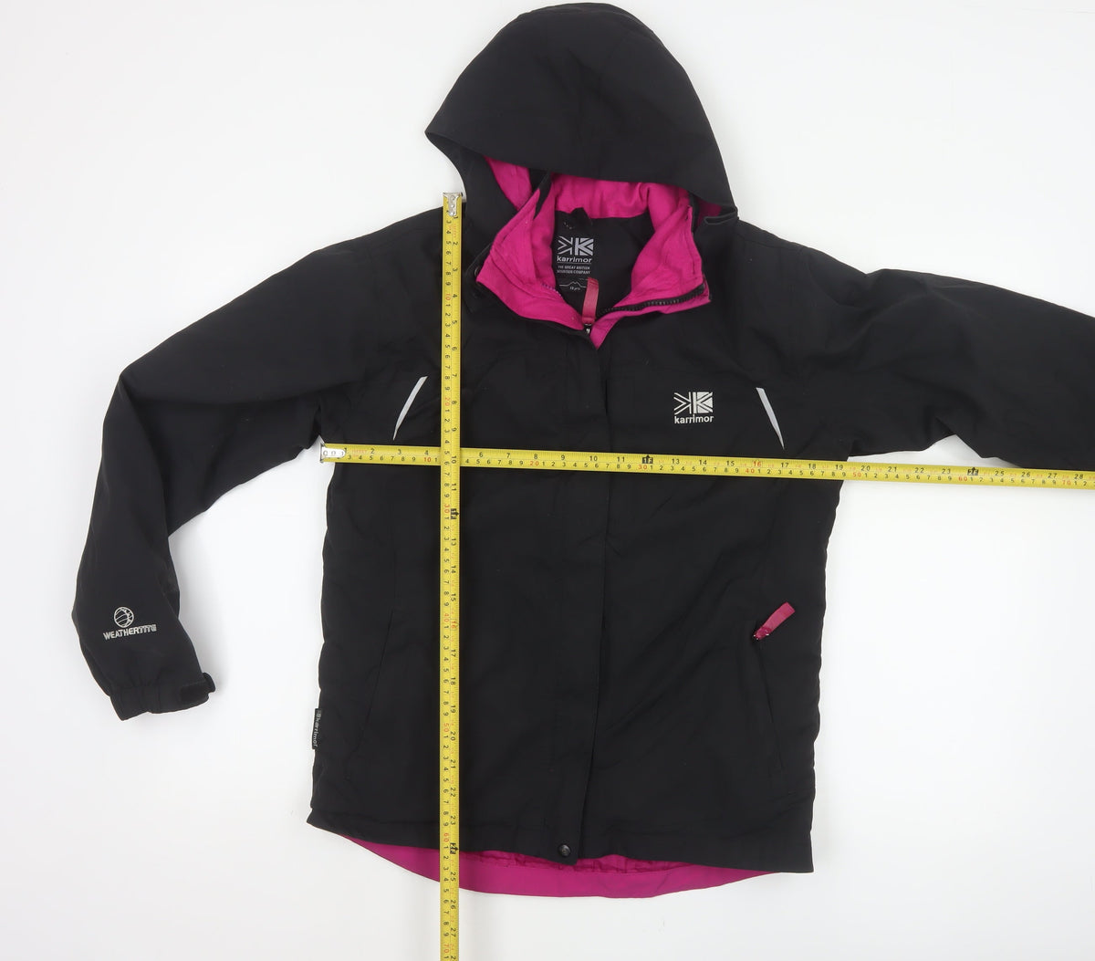 Karrimor Girls Black Pink 13 Years Hooded WeatherTite Ski Jacket