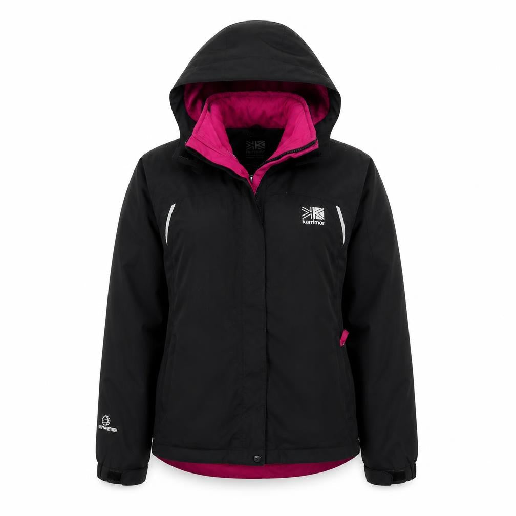 Karrimor Girls Black Pink 13 Years Hooded WeatherTite Ski Jacket
