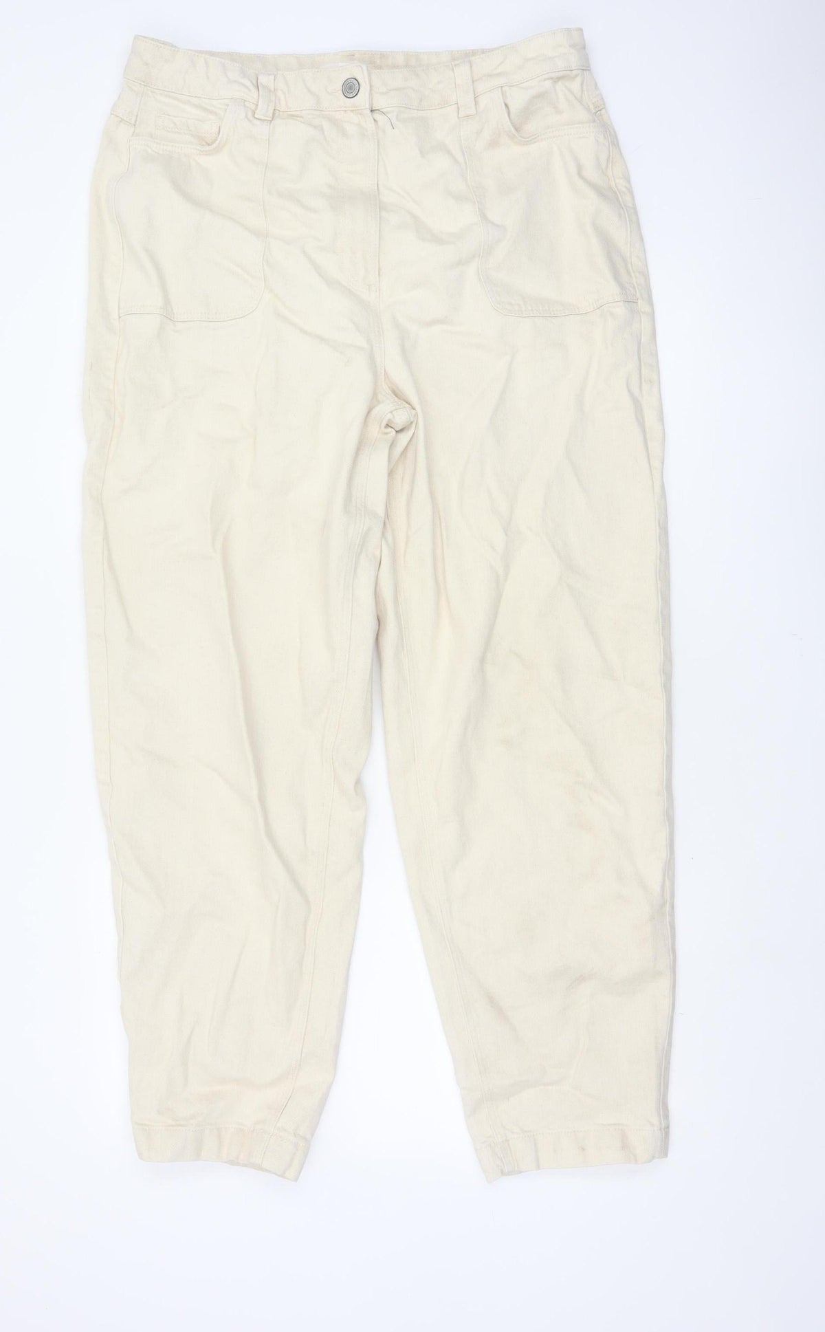 Per Una Women Ivory UK 16 Long High Rise Tapered Jeans