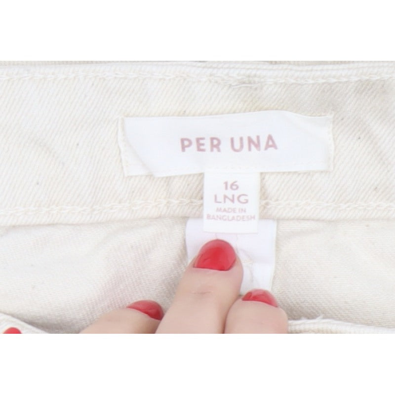 Per Una Women Ivory UK 16 Long High Rise Tapered Jeans