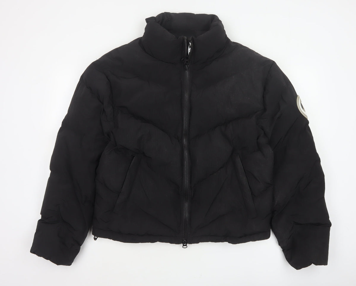 Trapstar Womens Black M Puffer Jacket Logo Quilted Full Zip
