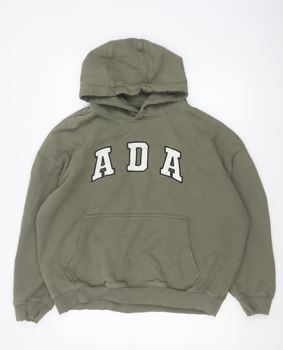 Adanola Men's Green M Oversized Pullover Hoodie Logo Organic Cotton