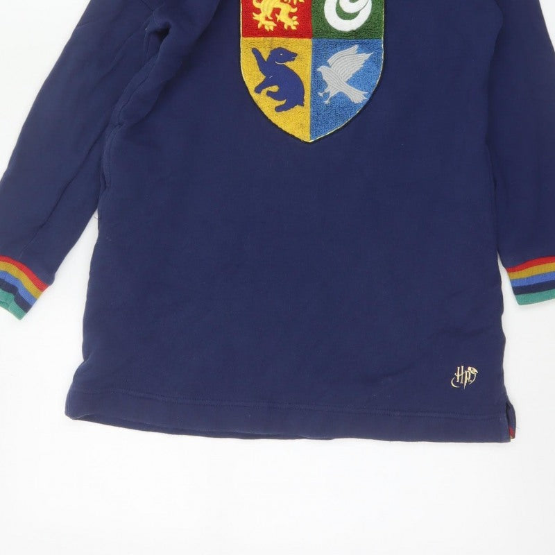 Mini Boden Girls Blue 9-10 Years Harry Potter Hogwarts Pullover Tunic Hoodie
