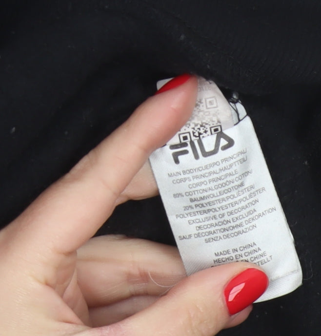 Fila Women’s Black M Pullover Sweatshirt Purple White Logo Crew Neck