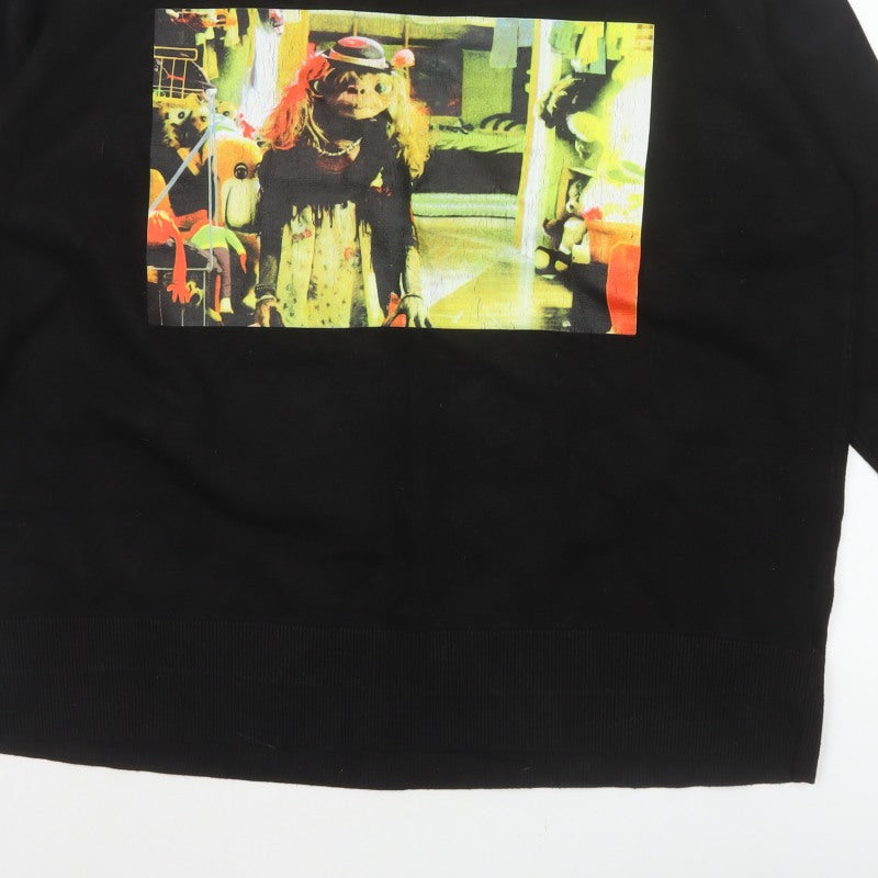 Zara Women Black Size S Graphic Print Crew Neck Knit Jumper