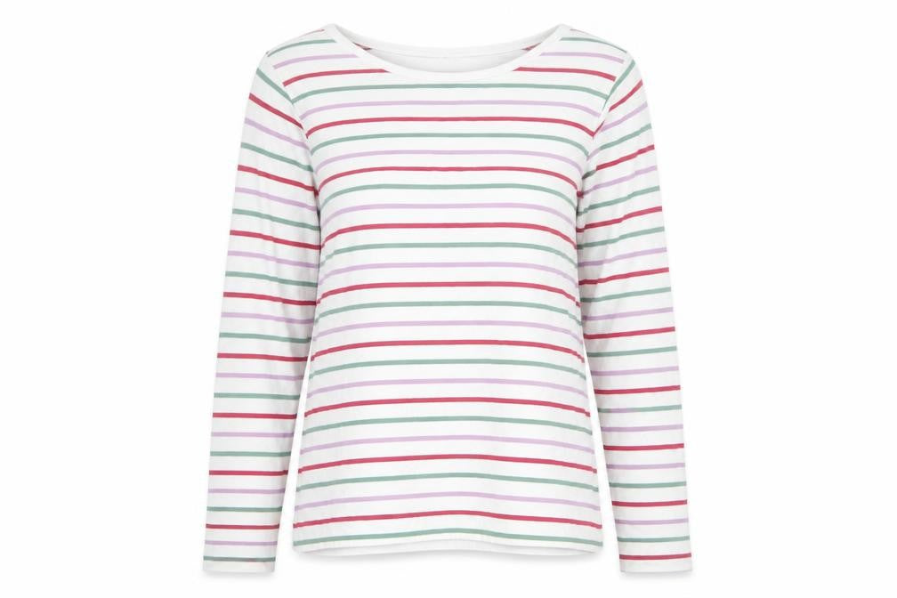 FatFace Women’s Multicoloured Stripe Cotton Long Sleeve T-Shirt UK 10