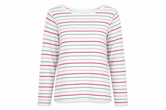 FatFace Women’s Multicoloured Stripe Cotton Long Sleeve T-Shirt UK 10