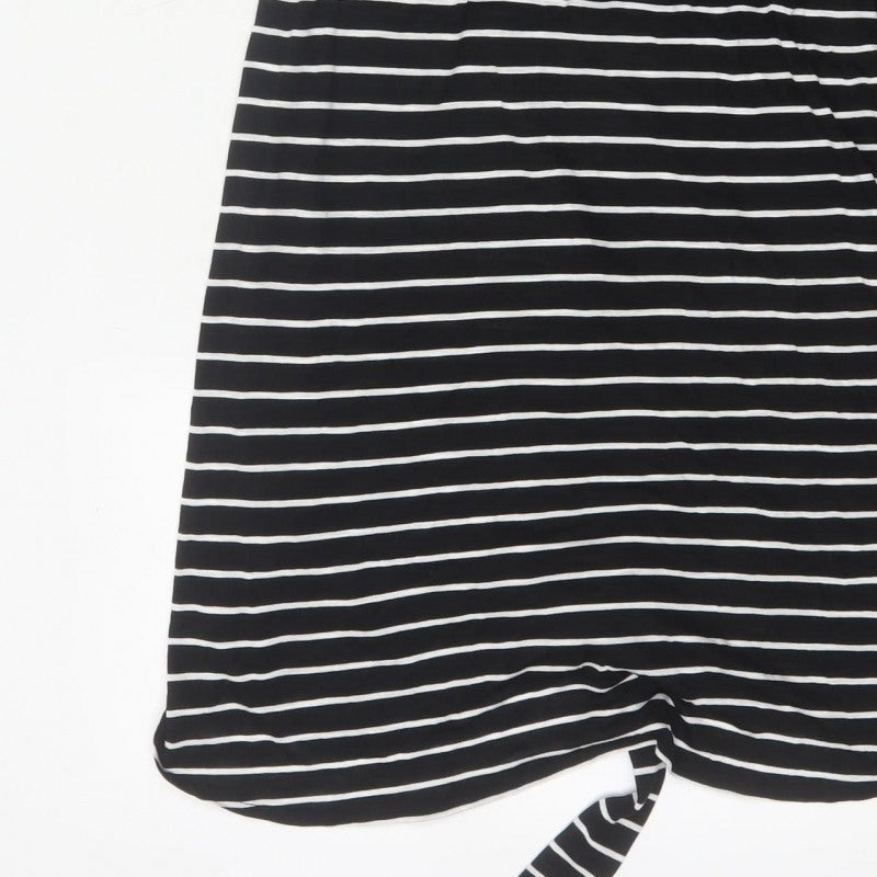 Marks and Spencer Women Black Stripe Size 18 Shift Tie Waist Dress