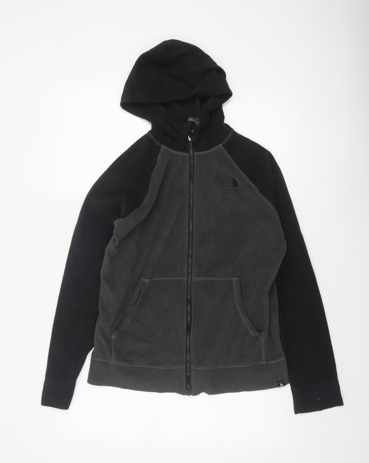 The North Face Boys XL Black Grey Full Zip Fleece Hoodie Logo