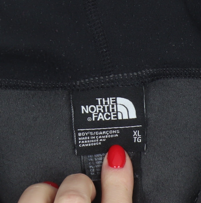 The North Face Boys XL Black Grey Full Zip Fleece Hoodie Logo
