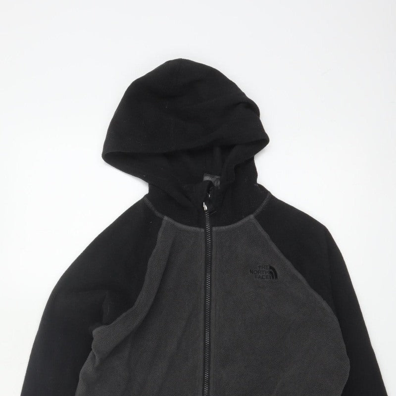 The North Face Boys XL Black Grey Full Zip Fleece Hoodie Logo