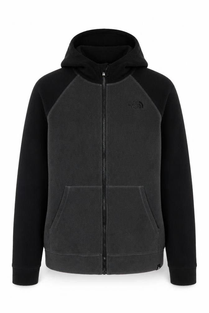 The North Face Boys XL Black Grey Full Zip Fleece Hoodie Logo